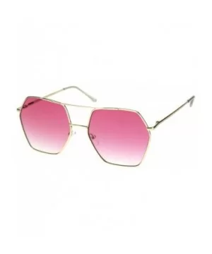 Octagonal Double Bridge Metal Rim Gradient Retro Sunglasses - Gold Pink - CO18RSY85A2 $11.41 Oversized