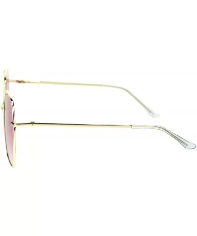 Octagonal Double Bridge Metal Rim Gradient Retro Sunglasses - Gold Pink - CO18RSY85A2 $11.41 Oversized