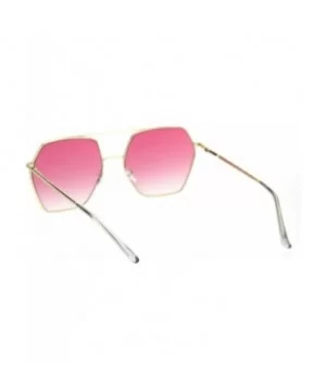 Octagonal Double Bridge Metal Rim Gradient Retro Sunglasses - Gold Pink - CO18RSY85A2 $11.41 Oversized