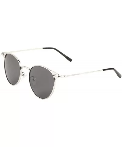 Round Thin Frame Cat Ears Sunglasses - Black Silver - CW197U6W5TN $9.95 Round