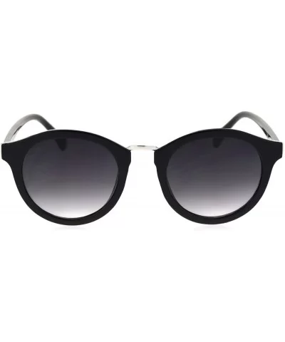 Mod Round Keyhole Horn Rim Hipster Sunglasses - Black Smoke - CB18RQX0370 $7.55 Round