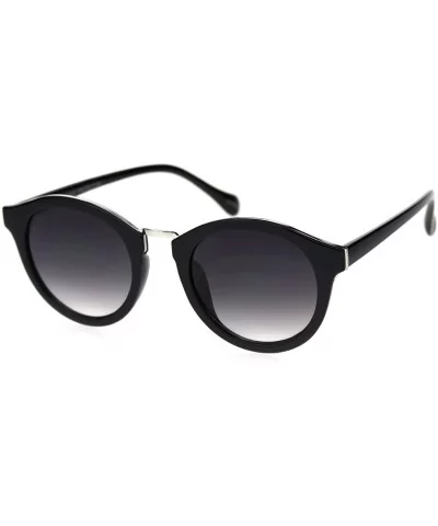 Mod Round Keyhole Horn Rim Hipster Sunglasses - Black Smoke - CB18RQX0370 $7.55 Round