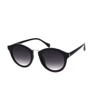 Mod Round Keyhole Horn Rim Hipster Sunglasses - Black Smoke - CB18RQX0370 $7.55 Round