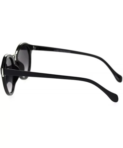 Mod Round Keyhole Horn Rim Hipster Sunglasses - Black Smoke - CB18RQX0370 $7.55 Round