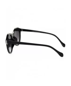 Mod Round Keyhole Horn Rim Hipster Sunglasses - Black Smoke - CB18RQX0370 $7.55 Round