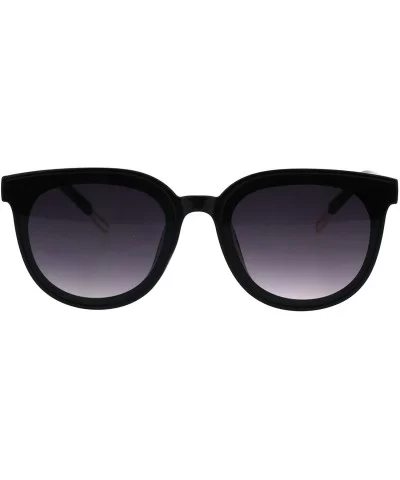 Womens Boyfriend Style Chic Panel Lens Horn Rim Plastic Sunglasses - Black Smoke - CY18GM22WS0 $7.75 Rectangular