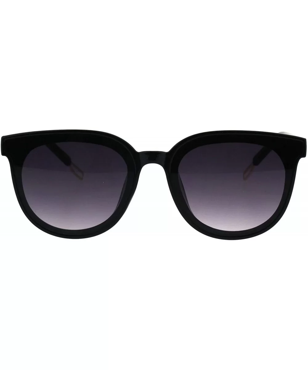 Womens Boyfriend Style Chic Panel Lens Horn Rim Plastic Sunglasses - Black Smoke - CY18GM22WS0 $7.75 Rectangular