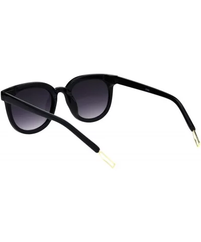 Womens Boyfriend Style Chic Panel Lens Horn Rim Plastic Sunglasses - Black Smoke - CY18GM22WS0 $7.75 Rectangular