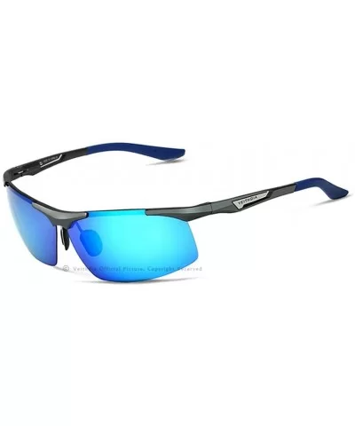 Men's Sunglasses Polarized Coating Mirror Glasses Male Eyewear Accessories - Blue - CD194OS6526 $33.47 Rimless