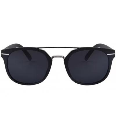 Women's UV400 Mirror Sunglasses Classic Double-Bridge Rivet Shades Glasses - Black - CU17Z6ZRLMR $6.28 Semi-rimless