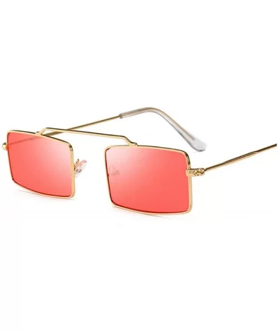 Square Purple Sunglasses Women Trend Metal Frame Small Sun Glasses Female Vintage Rectangular Skinny - Goldred - CJ198ZLSSOG ...