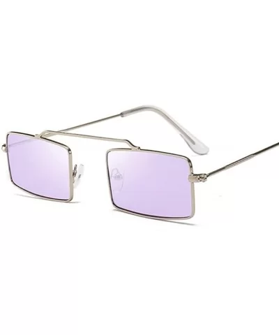 Square Purple Sunglasses Women Trend Metal Frame Small Sun Glasses Female Vintage Rectangular Skinny - Goldred - CJ198ZLSSOG ...