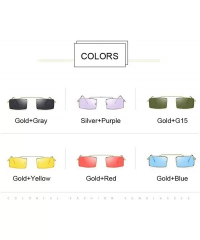 Square Purple Sunglasses Women Trend Metal Frame Small Sun Glasses Female Vintage Rectangular Skinny - Goldred - CJ198ZLSSOG ...