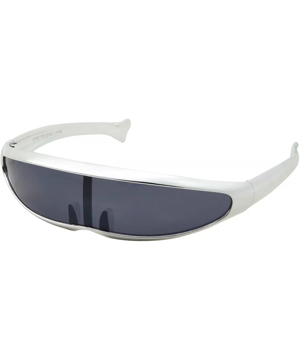 Chrome Silver or Gold Futuristic Narrow Cyclops Sunglasses Personality Lens - Chrome Silver - CL18ARUGAG0 $8.67 Wrap