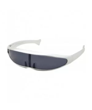 Chrome Silver or Gold Futuristic Narrow Cyclops Sunglasses Personality Lens - Chrome Silver - CL18ARUGAG0 $8.67 Wrap