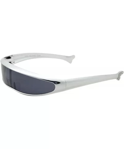 Chrome Silver or Gold Futuristic Narrow Cyclops Sunglasses Personality Lens - Chrome Silver - CL18ARUGAG0 $8.67 Wrap