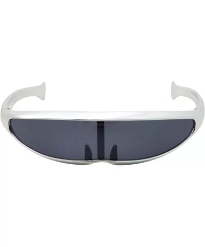 Chrome Silver or Gold Futuristic Narrow Cyclops Sunglasses Personality Lens - Chrome Silver - CL18ARUGAG0 $8.67 Wrap