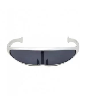 Chrome Silver or Gold Futuristic Narrow Cyclops Sunglasses Personality Lens - Chrome Silver - CL18ARUGAG0 $8.67 Wrap