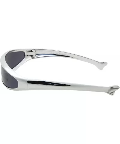 Chrome Silver or Gold Futuristic Narrow Cyclops Sunglasses Personality Lens - Chrome Silver - CL18ARUGAG0 $8.67 Wrap