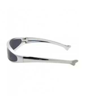 Chrome Silver or Gold Futuristic Narrow Cyclops Sunglasses Personality Lens - Chrome Silver - CL18ARUGAG0 $8.67 Wrap