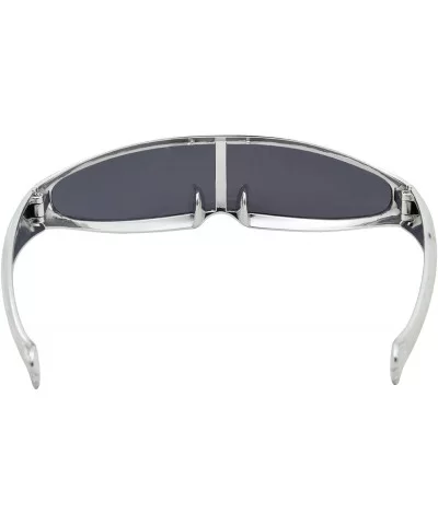 Chrome Silver or Gold Futuristic Narrow Cyclops Sunglasses Personality Lens - Chrome Silver - CL18ARUGAG0 $8.67 Wrap