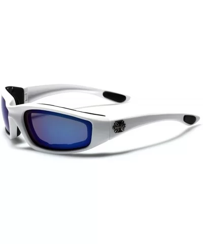 Padded Bikers Sport Sunglasses Offered in Variety of Colors - White - Ice - CG11P3RNM75 $5.35 Shield