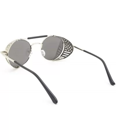 Women Men Round Sunglasses Retro Vintage Steampunk Style Mirror Reflective Circle lens - CX1903EEK7H $14.39 Sport