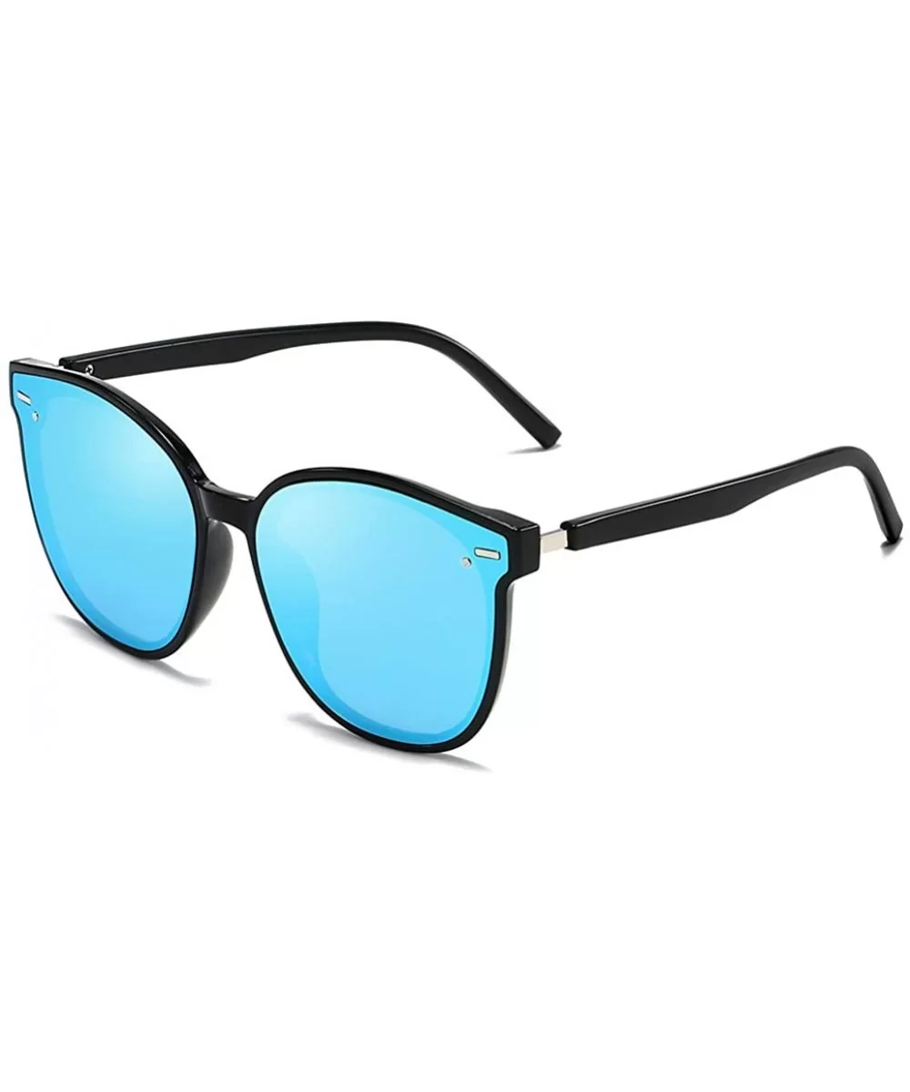 Unisex Sunglasses Retro Black Drive Holiday Oval Non-Polarized UV400 - Blue - CN18R96X3Y5 $8.15 Oval