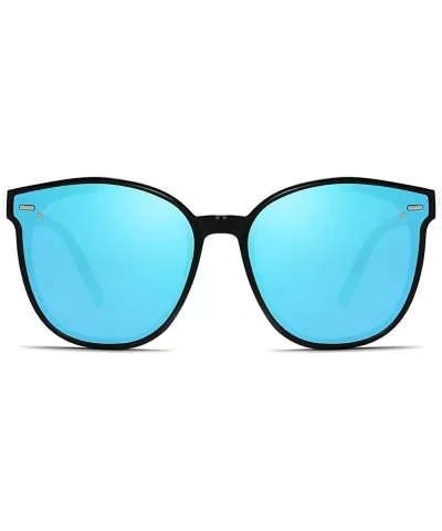 Unisex Sunglasses Retro Black Drive Holiday Oval Non-Polarized UV400 - Blue - CN18R96X3Y5 $8.15 Oval