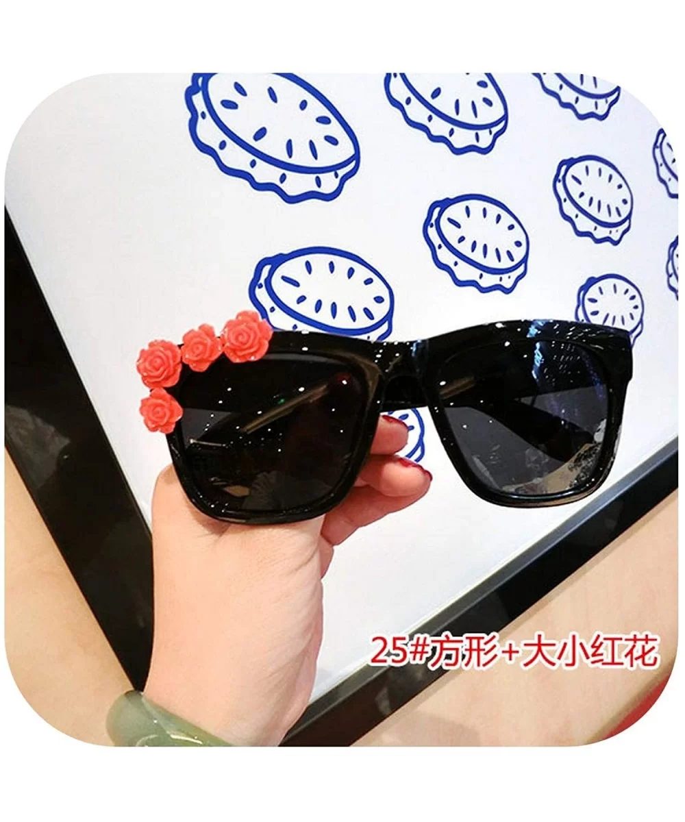 18 Design Summer Sunglasses Women Sweet Flower Rhinestone Round Sun Glasses Vintage Retro Beach Ladies Shades - CZ198A0KAAR $...