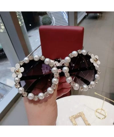 18 Design Summer Sunglasses Women Sweet Flower Rhinestone Round Sun Glasses Vintage Retro Beach Ladies Shades - CZ198A0KAAR $...