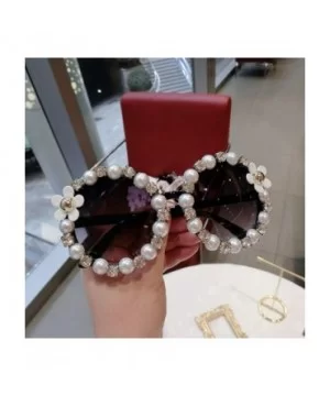 18 Design Summer Sunglasses Women Sweet Flower Rhinestone Round Sun Glasses Vintage Retro Beach Ladies Shades - CZ198A0KAAR $...