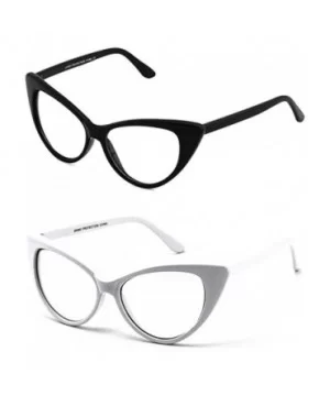 Retro Sexy Women Eyeglasses Frame Fashion Cat Eye Clear Lens ladies Eye Glasses - Black and White - CM18NZ3S60H $8.61 Cat Eye