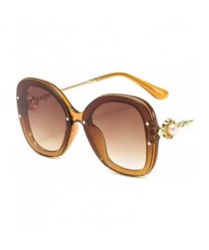 Fashion Vintage 2019 Brand Designer Oversized Women Square Gradient Sun glasses UV400 - Brown - CF18ME5D2L5 $11.35 Oversized