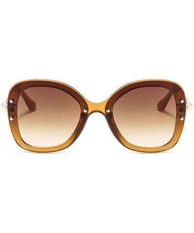 Fashion Vintage 2019 Brand Designer Oversized Women Square Gradient Sun glasses UV400 - Brown - CF18ME5D2L5 $11.35 Oversized