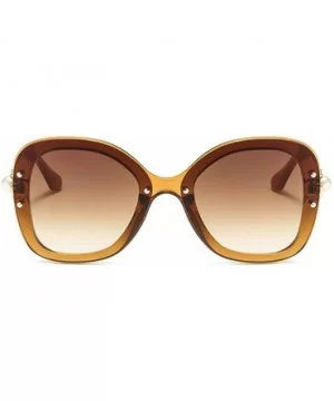 Fashion Vintage 2019 Brand Designer Oversized Women Square Gradient Sun glasses UV400 - Brown - CF18ME5D2L5 $11.35 Oversized