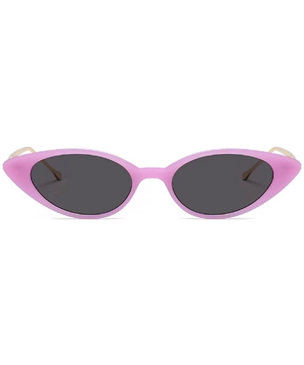 Unisex Vintage Slender Oval Sunglasses Small Metal Frame lens eyewear - Citron Purple - CS18DTK6LWU $9.87 Goggle