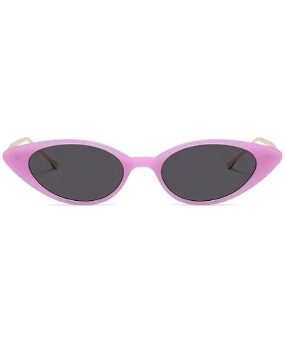 Unisex Vintage Slender Oval Sunglasses Small Metal Frame lens eyewear - Citron Purple - CS18DTK6LWU $9.87 Goggle