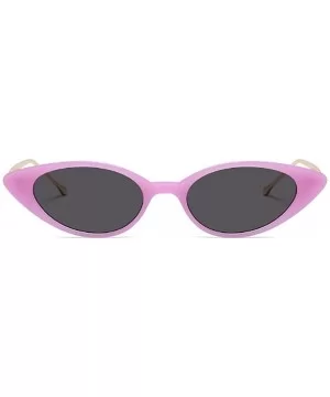 Unisex Vintage Slender Oval Sunglasses Small Metal Frame lens eyewear - Citron Purple - CS18DTK6LWU $9.87 Goggle