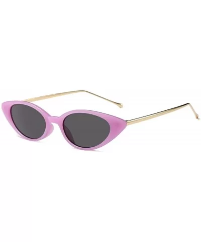 Unisex Vintage Slender Oval Sunglasses Small Metal Frame lens eyewear - Citron Purple - CS18DTK6LWU $9.87 Goggle