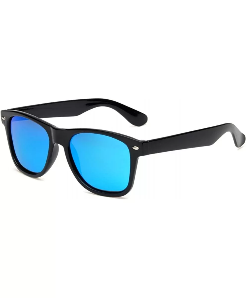 Unisex Retro 80's Colorful Polarized Sunglasses - Ice Blue - CE18DXGQ75S $5.47 Sport