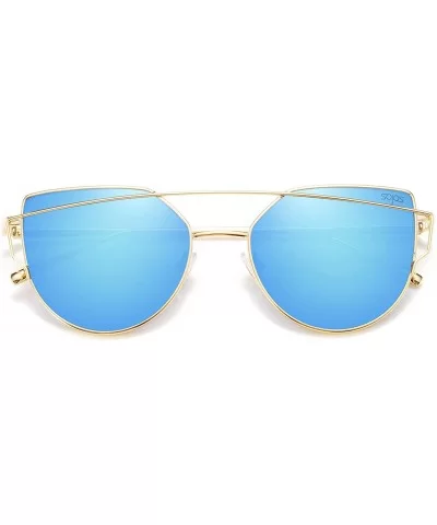 Cat Eye Mirrored Flat Lenses Street Fashion Metal Frame Women Sunglasses SJ1001 - C812G3Y36NL $11.60 Wayfarer