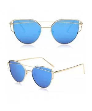 Cat Eye Mirrored Flat Lenses Street Fashion Metal Frame Women Sunglasses SJ1001 - C812G3Y36NL $11.60 Wayfarer