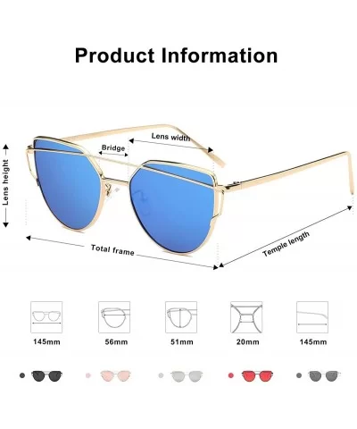 Cat Eye Mirrored Flat Lenses Street Fashion Metal Frame Women Sunglasses SJ1001 - C812G3Y36NL $11.60 Wayfarer