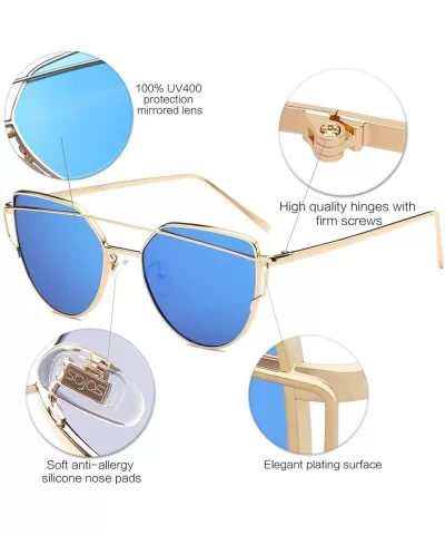 Cat Eye Mirrored Flat Lenses Street Fashion Metal Frame Women Sunglasses SJ1001 - C812G3Y36NL $11.60 Wayfarer