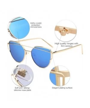 Cat Eye Mirrored Flat Lenses Street Fashion Metal Frame Women Sunglasses SJ1001 - C812G3Y36NL $11.60 Wayfarer