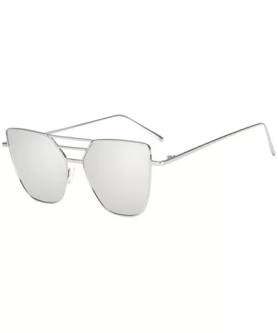 Fashion Unisex Vintage Irregular Glasses Fashion Mirror Sunglasses - Silver - CK190ODWTZY $8.05 Rectangular