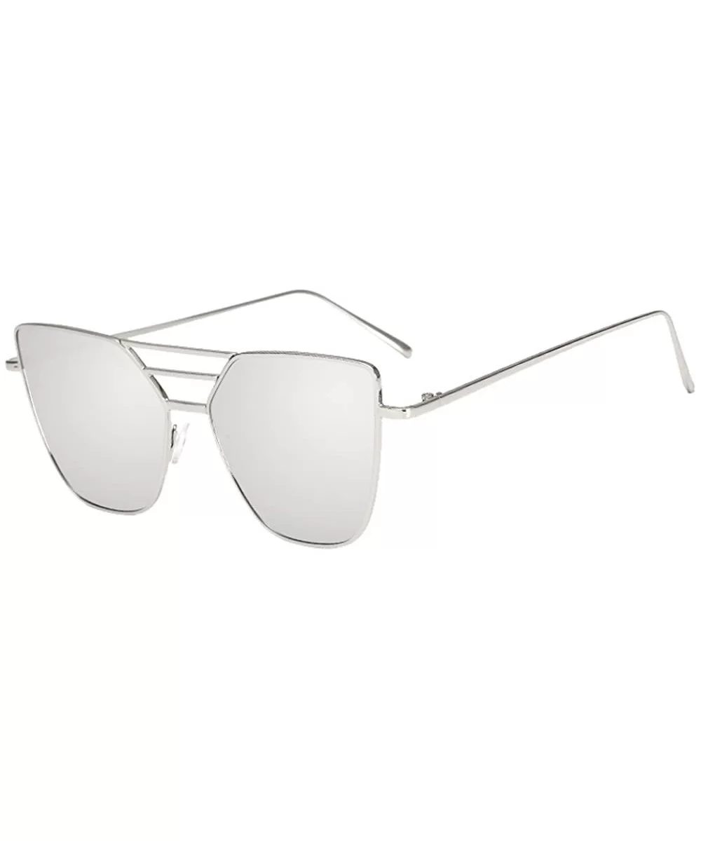 Fashion Unisex Vintage Irregular Glasses Fashion Mirror Sunglasses - Silver - CK190ODWTZY $8.05 Rectangular