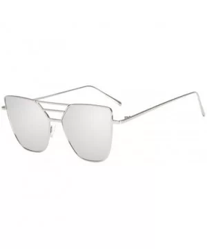 Fashion Unisex Vintage Irregular Glasses Fashion Mirror Sunglasses - Silver - CK190ODWTZY $8.05 Rectangular