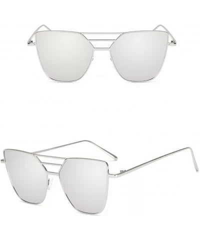 Fashion Unisex Vintage Irregular Glasses Fashion Mirror Sunglasses - Silver - CK190ODWTZY $8.05 Rectangular